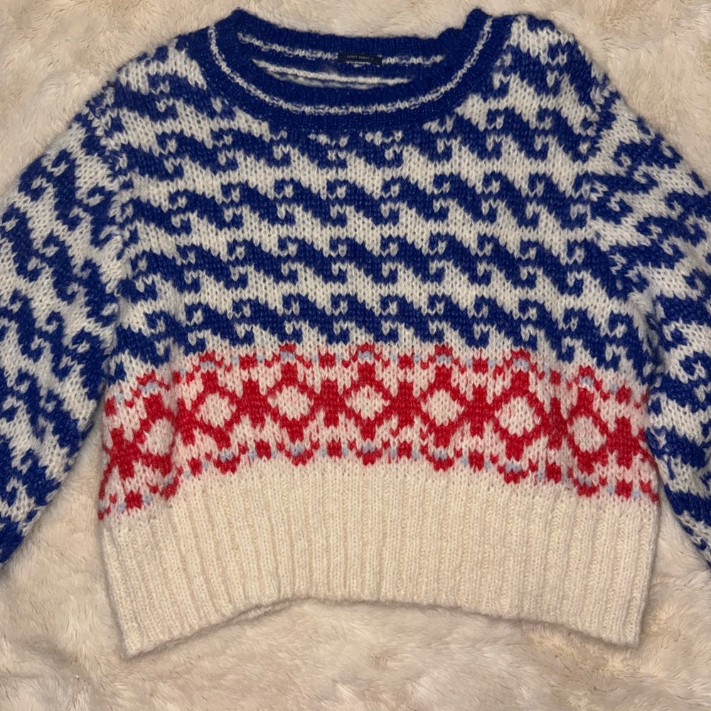 NOT FOR SALE | SOLD ON 
DEPOPAnthropology “MOTHER” Blue and Red pullover sweater